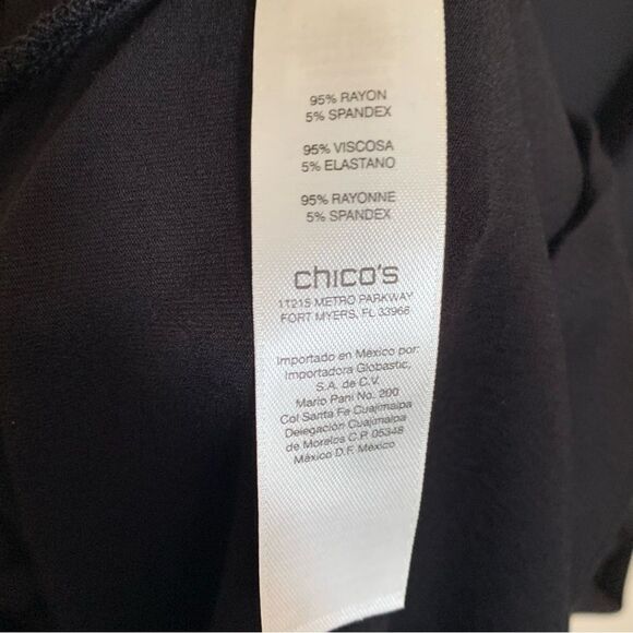 Chico's Black Cap Sleeve V Neck Knee-Length Wrinkle Free Dress Size 1 or Medium - Picture 8 of 10